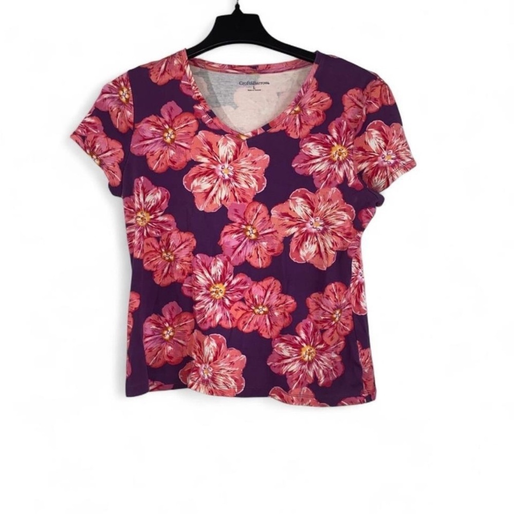 *30off3*‎ Croft & Barrow Vivid Floral Short Sleeve Tee​ - Picture 2 of 5